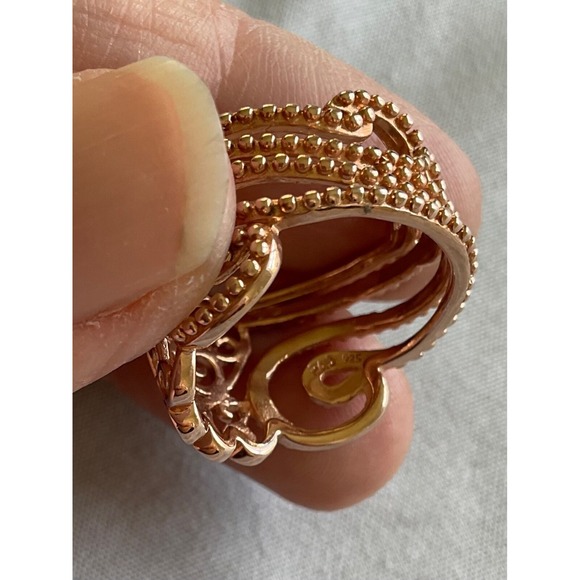 FAS 925 Sterling Silver ring Size 8 filigree heart design Estate jewelry - Picture 3 of 6